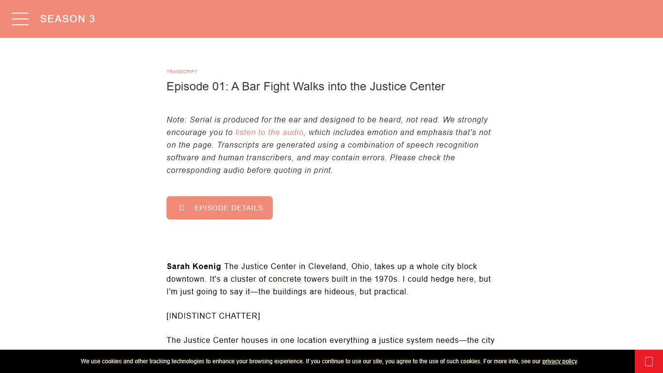 Episode 01: A Bar Fight Walks into the Justice Center - Transcript - Serial