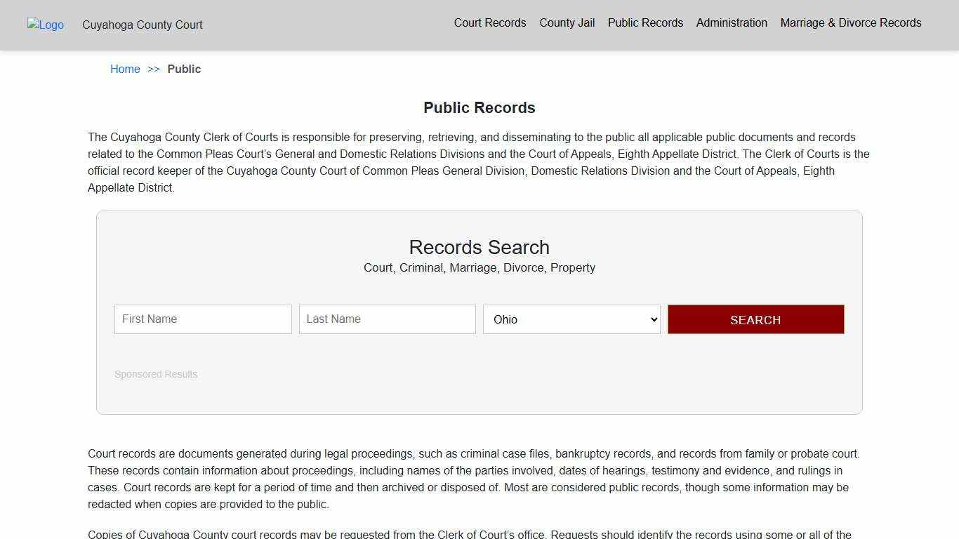 Public Records Cuyahoga OH County Court